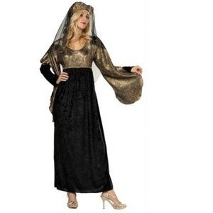 Royal Queen Adult Costume includes mask & Headpiece Heavy duty Construct Black